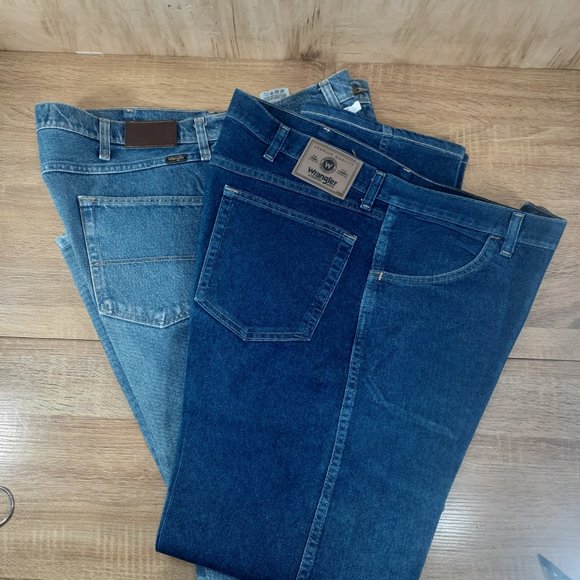 Jean - 2 Pairs Wrangler Regular Fit (W/ Starch) Jeans Premium Denim 38" x 32" - Picture 2 of 14